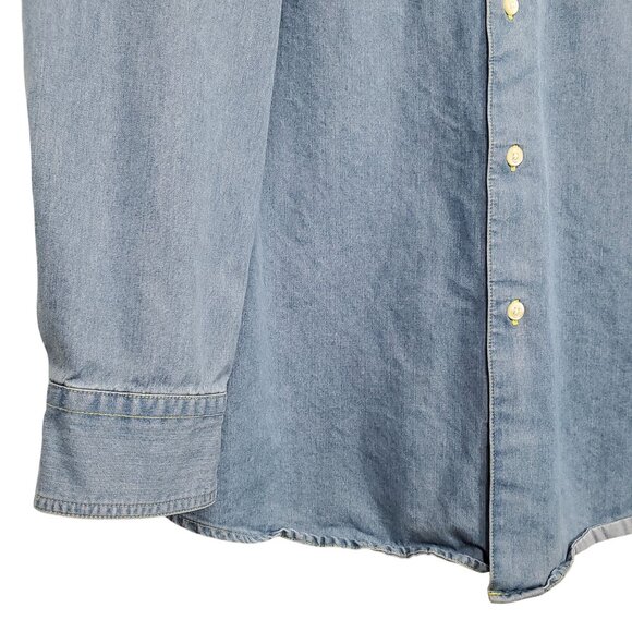 Orvis Mens L Shirt Denim Button Up Lightweight Work Barn Chore Shacket Outdoors - Picture 8 of 10